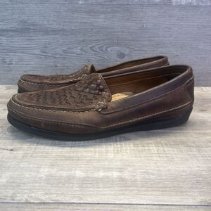 Dockers Slip on Loafers Shoes Brown Leather Basket Weave Top Men Size US 11 M